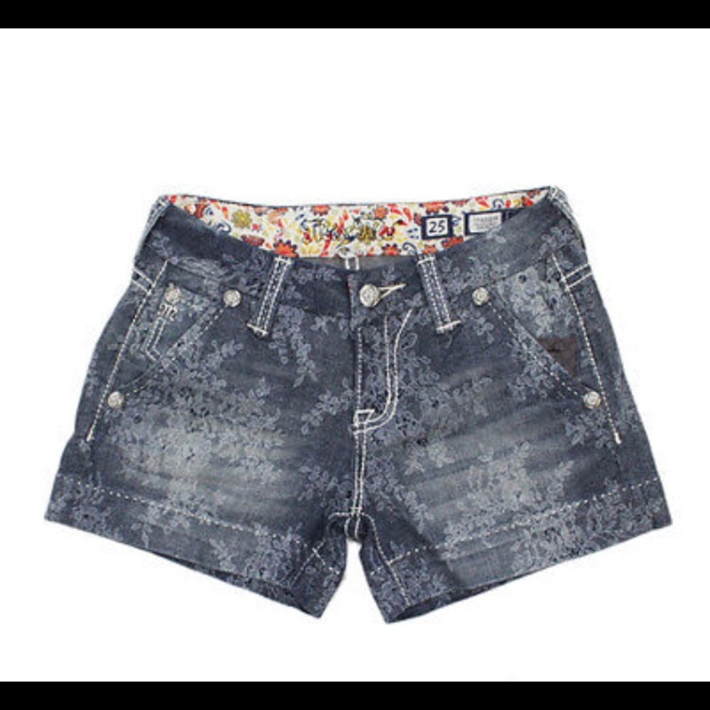 Miss Me Indigo Lace Denim Shorts 29